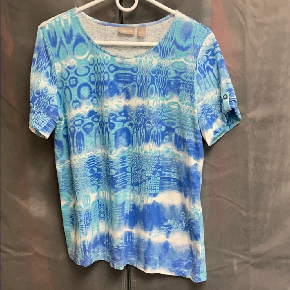 Chico’s short sleeve top - multi blue print
